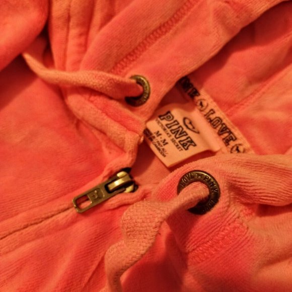 2011 Vintage Rare VS PINK Velour Full Zip Sequin Hoodie Bubblegum Pink M… - Picture 4 of 6